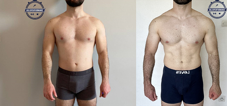 Transformation Léo par Mathieu Coach sportif Toulouse grâce au suivi personnalisé en musculation